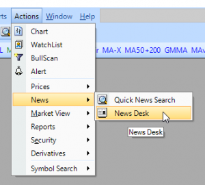 BullCharts menu option